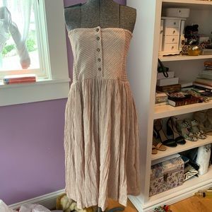 Free People Striped Smocked Back Midi Dress